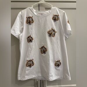 Sequin Tiger White Tee - Sparkle City